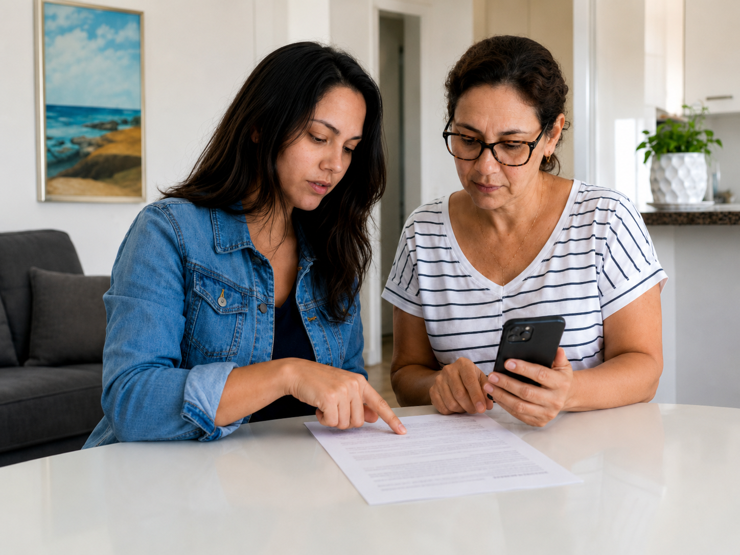 Família revisando documentos do guia Proteja Me