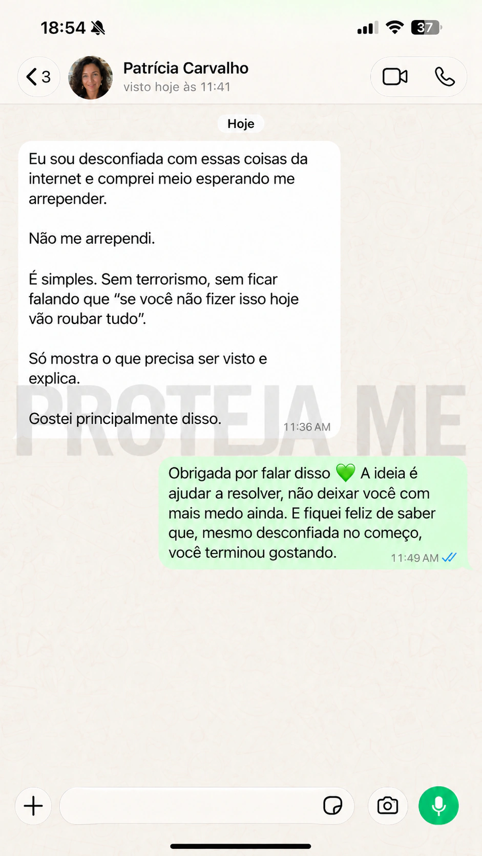 Avaliação de cliente do Proteja Me, 10 de 10